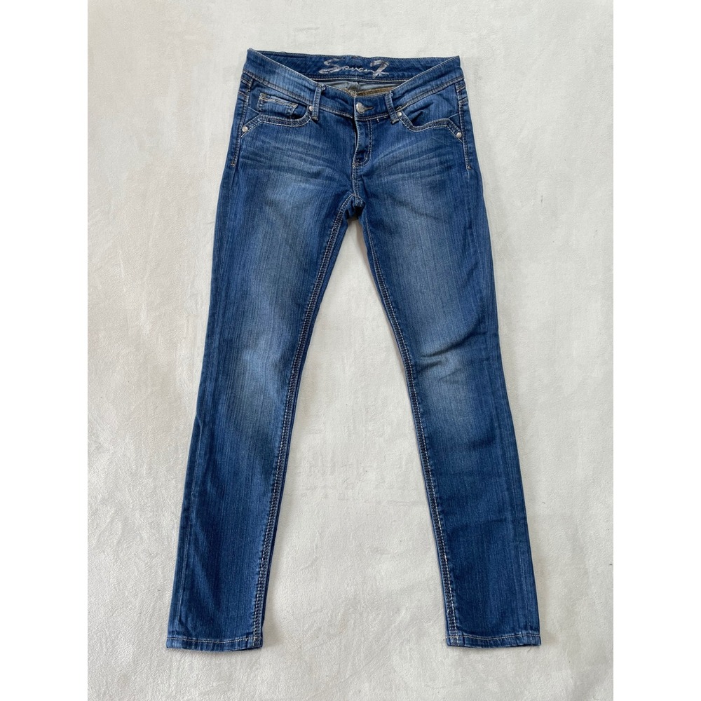 Seven7 Womens Low Rise Skinny Jeans Blue Denim Size 28 Y2K Medium Wash
